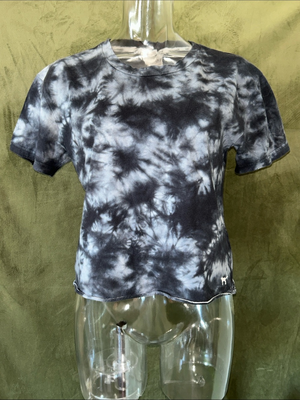 PINK Victoria's Secret Black & White Tie-Dye Short Sleeve Tee